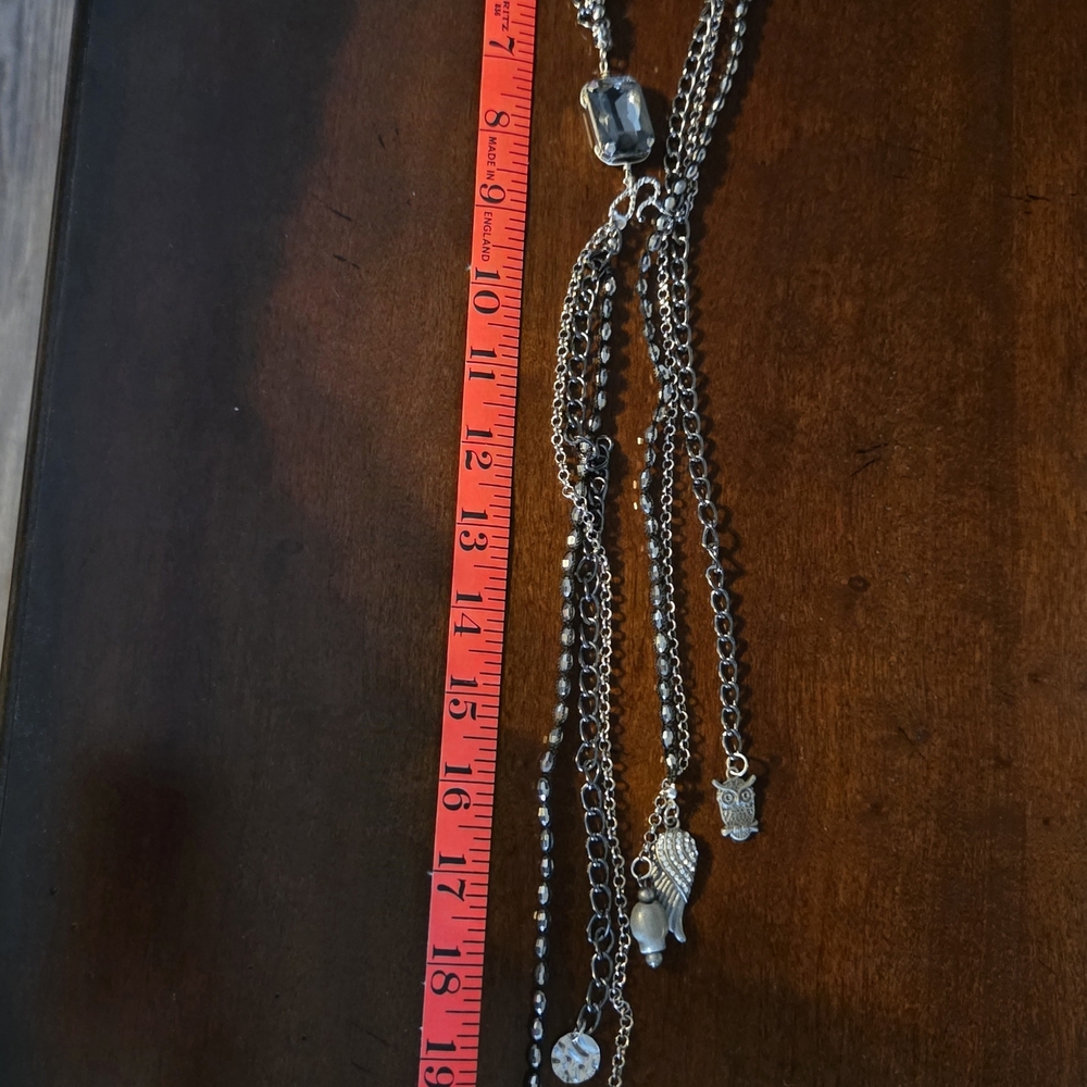 Unique Lariat-Like Silver Charm Necklace - Picture 2 of 6